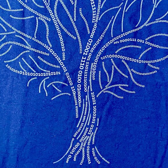 Binary Code Tree Illustration/Print XXL Short-sleeve T-shirt Blue Cotton Soft - Picture 7 of 7